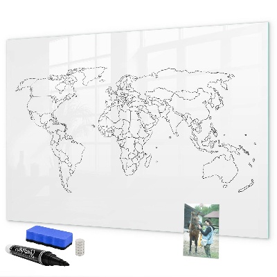 Decoratief glazen wandbord beschrijfbaar en magnetisch Reizen en herinneringen in foto's