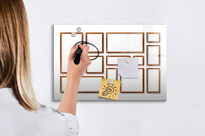Decoratief glazen wandbord beschrijfbaar en magnetisch Een creatieve ruimte voor herinneringen en foto's