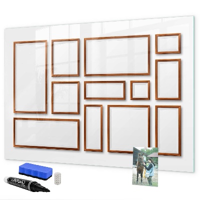 Decoratief glazen wandbord beschrijfbaar en magnetisch Een creatieve ruimte voor herinneringen en foto's