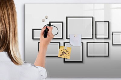 Decoratief glazen wandbord beschrijfbaar en magnetisch Modern prikbord voor foto's en notities