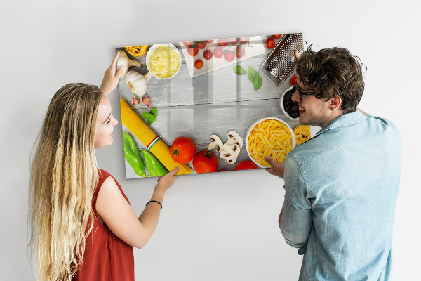 Memobord van glas met print inclusief neodymium magneten Keukenherinneringen met je favoriete smaken