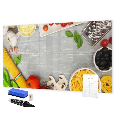 Memobord van glas met print inclusief neodymium magneten Keukenherinneringen met je favoriete smaken