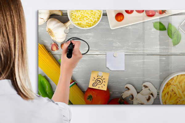 Memobord van glas met print inclusief neodymium magneten Keukenherinneringen met je favoriete smaken