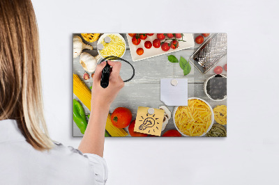 Memobord van glas met print inclusief neodymium magneten Keukenherinneringen met je favoriete smaken
