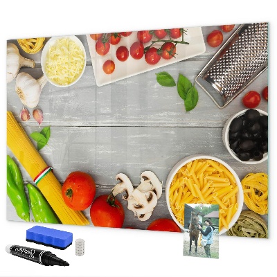 Memobord van glas met print inclusief neodymium magneten Keukenherinneringen met je favoriete smaken
