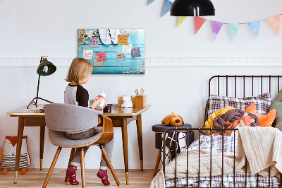 Decoratief glazen wandbord beschrijfbaar en magnetisch Zomerherinneringen op een kleurrijk bord.