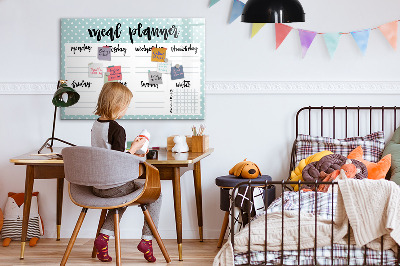 Memobord van glas met print inclusief neodymium magneten Maaltijdplanner voor de hele week