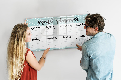 Memobord van glas met print inclusief neodymium magneten Maaltijdplanner voor de hele week