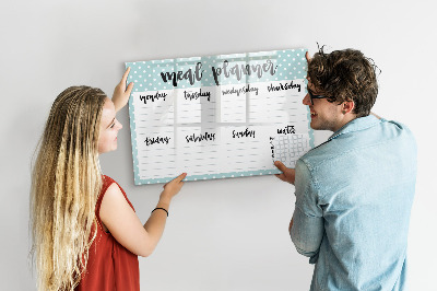 Memobord van glas met print inclusief neodymium magneten Maaltijdplanner voor de hele week