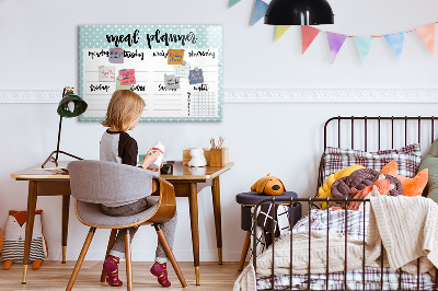 Memobord van glas met print inclusief neodymium magneten Maaltijdplanner voor de hele week