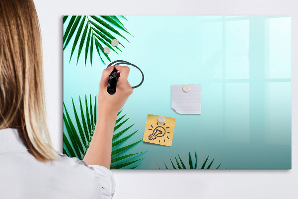 Decoratief glazen wandbord beschrijfbaar en magnetisch Groene poster voor foto's en notities