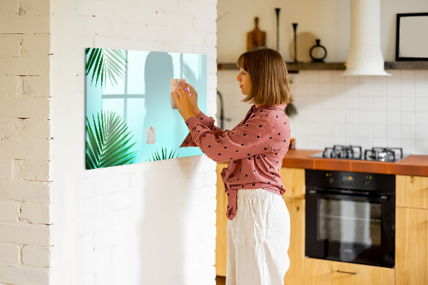 Decoratief glazen wandbord beschrijfbaar en magnetisch Groene poster voor foto's en notities