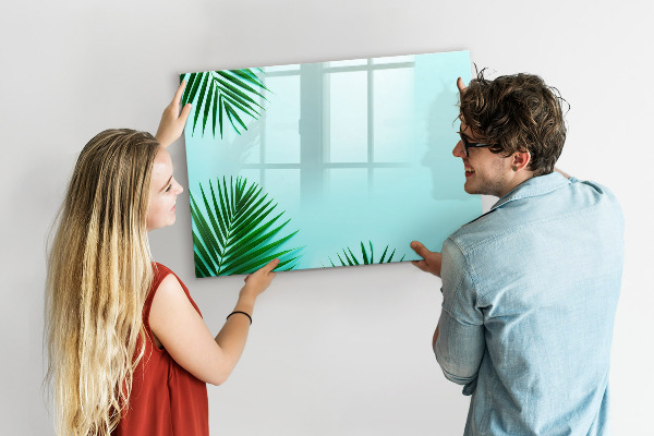 Decoratief glazen wandbord beschrijfbaar en magnetisch Groene poster voor foto's en notities