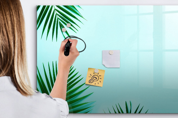 Decoratief glazen wandbord beschrijfbaar en magnetisch Groene poster voor foto's en notities