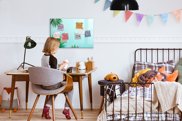Decoratief glazen wandbord beschrijfbaar en magnetisch Groene poster voor foto's en notities