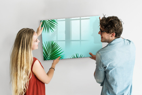 Decoratief glazen wandbord beschrijfbaar en magnetisch Groene poster voor foto's en notities