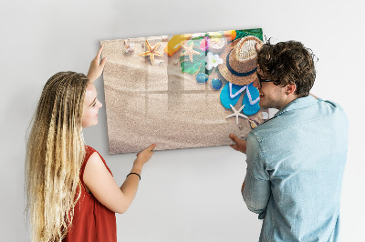 Memobord van glas met print inclusief neodymium magneten Zomerherinneringen aan het strand