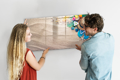 Memobord van glas met print inclusief neodymium magneten Zomerherinneringen aan het strand
