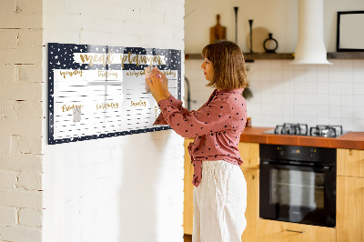 Memobord van glas met print inclusief neodymium magneten Maaltijdplanner voor elke week