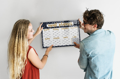 Memobord van glas met print inclusief neodymium magneten Maaltijdplanner voor elke week
