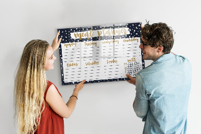 Memobord van glas met print inclusief neodymium magneten Maaltijdplanner voor elke week