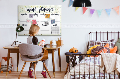 Decoratief glazen wandbord beschrijfbaar en magnetisch Maaltijdplanner voor elke week