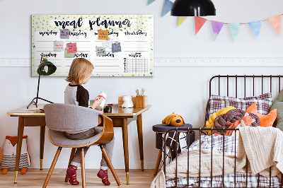 Decoratief glazen wandbord beschrijfbaar en magnetisch Maaltijdplanner voor elke week