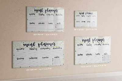 Decoratief glazen wandbord beschrijfbaar en magnetisch Maaltijdplanner voor elke week