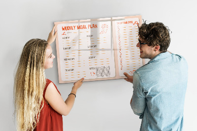 Decoratief glazen wandbord beschrijfbaar en magnetisch Maaltijdplan voor elke week