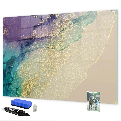 Decoratief glazen wandbord beschrijfbaar en magnetisch Een kleurrijk prikbord voor notities en foto's