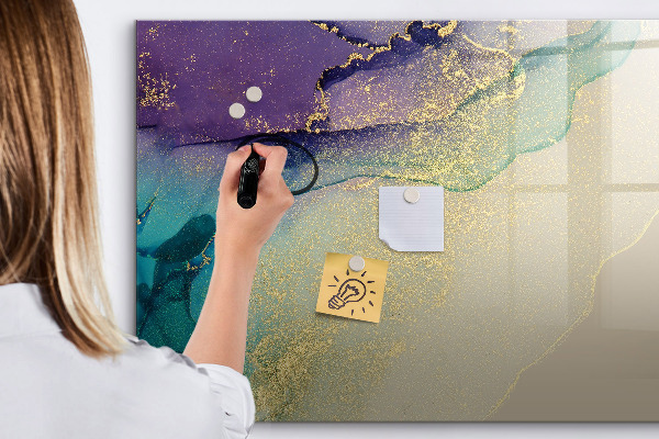 Decoratief glazen wandbord beschrijfbaar en magnetisch Een kleurrijk prikbord voor notities en foto's