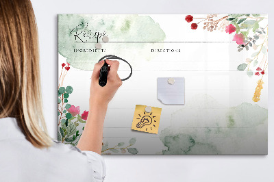 Memobord van glas met print inclusief neodymium magneten Een recept voor herinneringen en inspiratie.