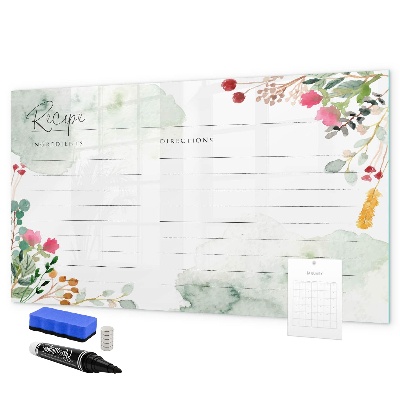Memobord van glas met print inclusief neodymium magneten Een recept voor herinneringen en inspiratie.