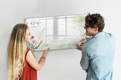 Decoratief glazen wandbord beschrijfbaar en magnetisch Een creatief prikbord voor recepten en herinneringen.