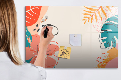 Decoratief glazen wandbord beschrijfbaar en magnetisch Prikbord voor creatieve herinneringen