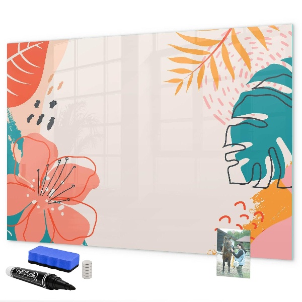 Decoratief glazen wandbord beschrijfbaar en magnetisch Prikbord voor creatieve herinneringen