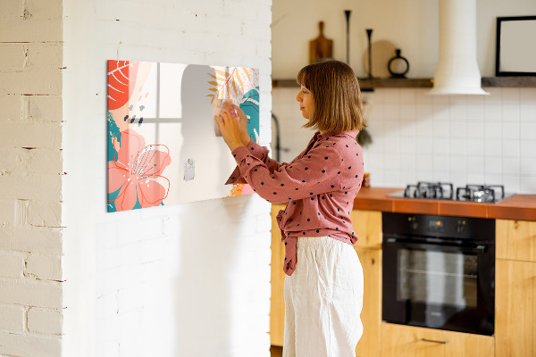 Decoratief glazen wandbord beschrijfbaar en magnetisch Prikbord voor creatieve herinneringen