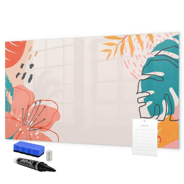 Decoratief glazen wandbord beschrijfbaar en magnetisch Prikbord voor creatieve herinneringen
