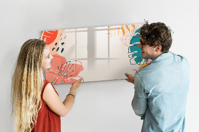 Decoratief glazen wandbord beschrijfbaar en magnetisch Prikbord voor creatieve herinneringen