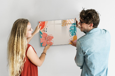 Decoratief glazen wandbord beschrijfbaar en magnetisch Prikbord voor creatieve herinneringen