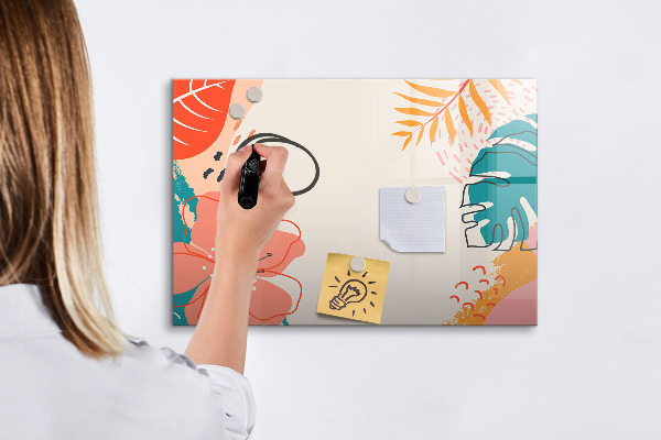 Decoratief glazen wandbord beschrijfbaar en magnetisch Prikbord voor creatieve herinneringen
