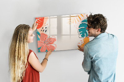 Decoratief glazen wandbord beschrijfbaar en magnetisch Prikbord voor creatieve herinneringen