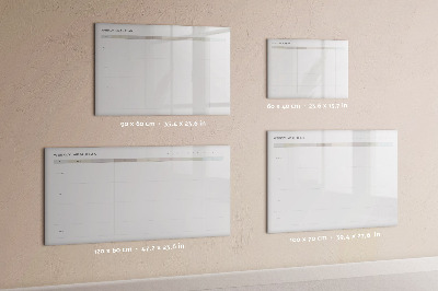 Memobord van glas met print inclusief neodymium magneten Maaltijdplan voor de hele week