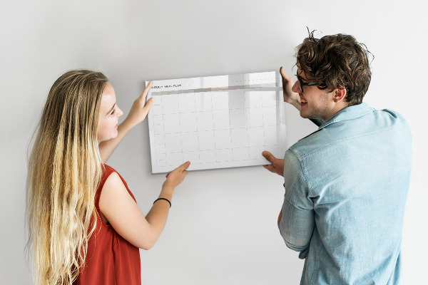 Memobord van glas met print inclusief neodymium magneten Maaltijdplan voor de hele week