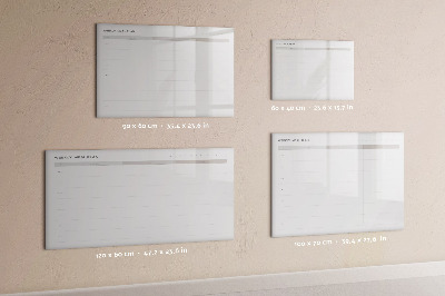 Decoratief glazen wandbord beschrijfbaar en magnetisch Maaltijdplan voor de week