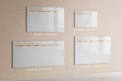 Memobord van glas met print inclusief neodymium magneten Wekelijks voedingsdagboek en aantekeningen