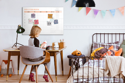 Memobord van glas met print inclusief neodymium magneten Wekelijks voedingsdagboek en aantekeningen