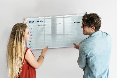 Memobord van glas met print inclusief neodymium magneten Maaltijdplan met ruimte voor foto's