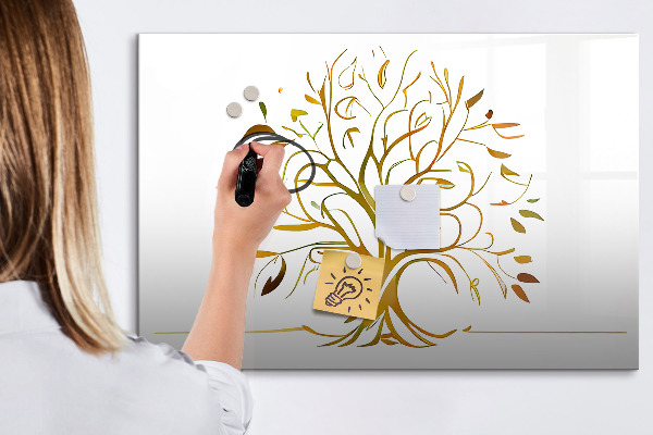Memobord van glas met print inclusief neodymium magneten Herinneringsboom met foto's en notities