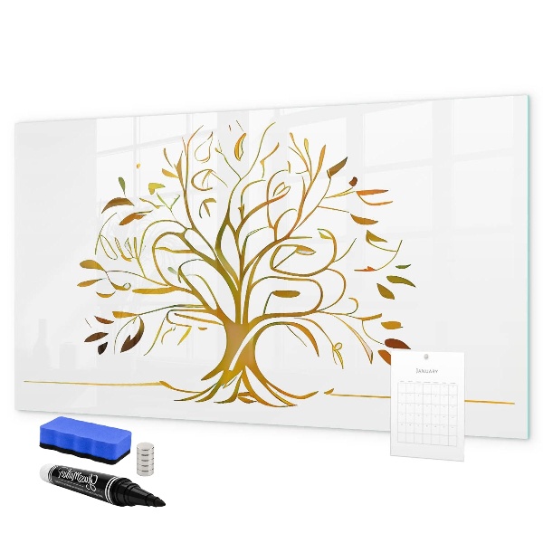 Memobord van glas met print inclusief neodymium magneten Herinneringsboom met foto's en notities